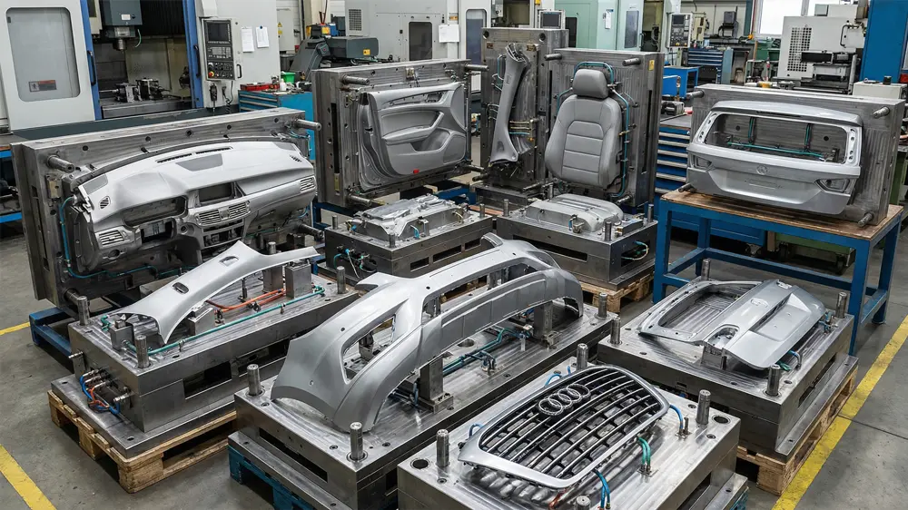 Moldes de injeção automotiva para interiores e exteriores
